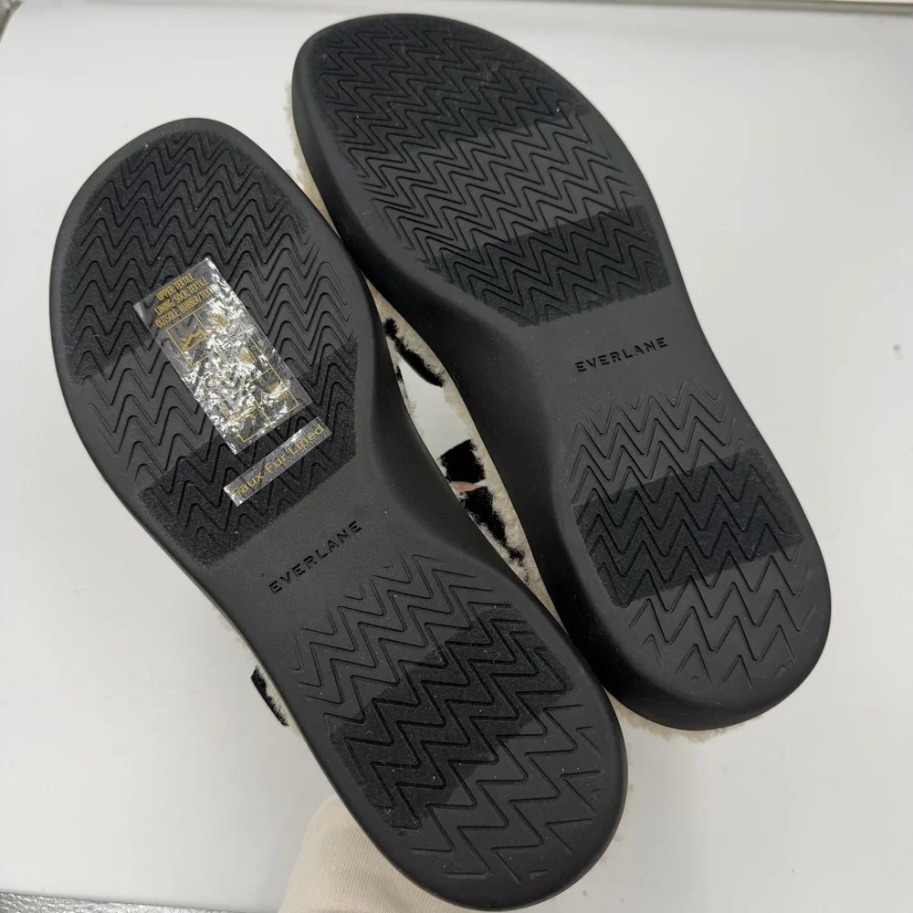 NEW Everlane Black ReNew Teddy Faux Fur Sport Sandal in Size 9